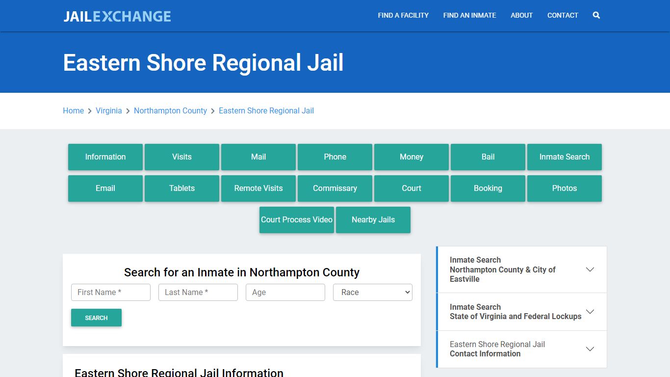 Eastern Shore Regional Jail Roster Lookup, VA, Inmate Search